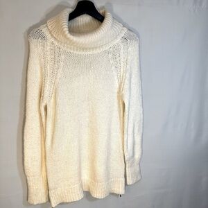Kaisely Pullover Cream Soft Knit Wool Blend Long Sleeve Turtleneck Sweater M